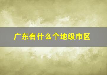 广东有什么个地级市区