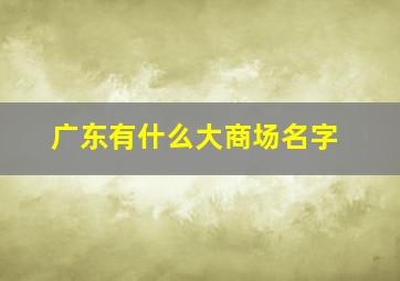 广东有什么大商场名字