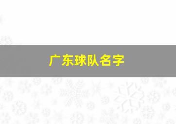 广东球队名字