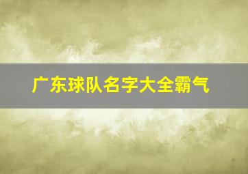 广东球队名字大全霸气