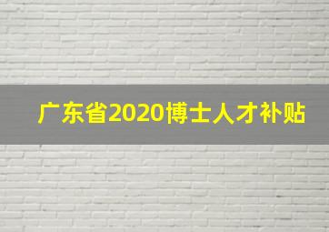 广东省2020博士人才补贴