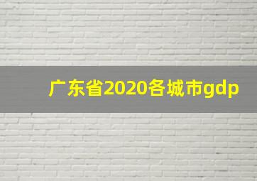 广东省2020各城市gdp