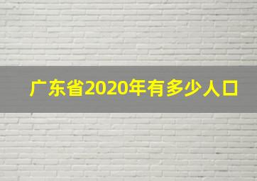 广东省2020年有多少人口