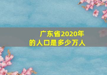 广东省2020年的人口是多少万人