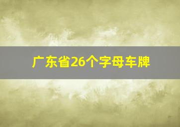 广东省26个字母车牌