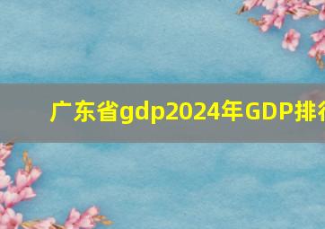 广东省gdp2024年GDP排行