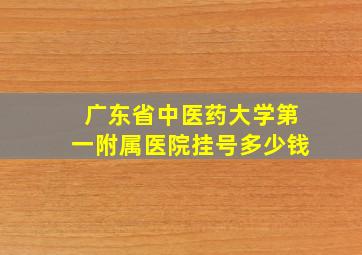 广东省中医药大学第一附属医院挂号多少钱