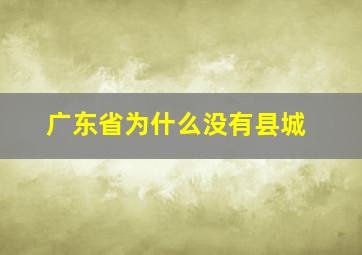 广东省为什么没有县城