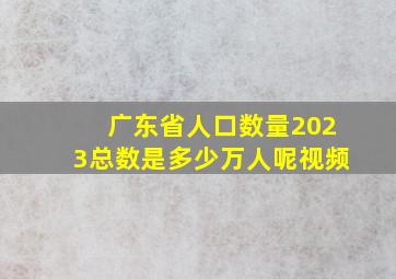 广东省人口数量2023总数是多少万人呢视频