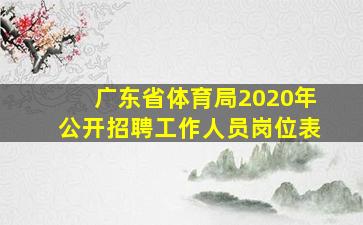 广东省体育局2020年公开招聘工作人员岗位表