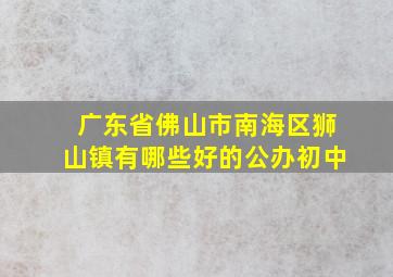 广东省佛山市南海区狮山镇有哪些好的公办初中