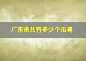 广东省共有多少个市县