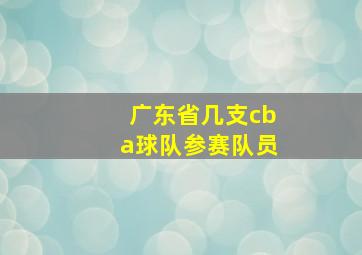 广东省几支cba球队参赛队员