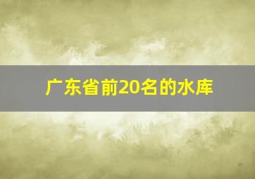 广东省前20名的水库