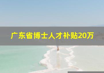 广东省博士人才补贴20万