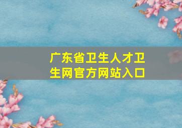 广东省卫生人才卫生网官方网站入口