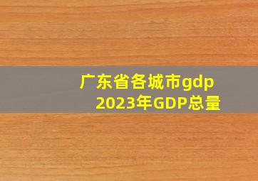 广东省各城市gdp2023年GDP总量