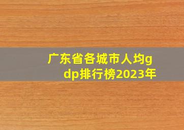 广东省各城市人均gdp排行榜2023年