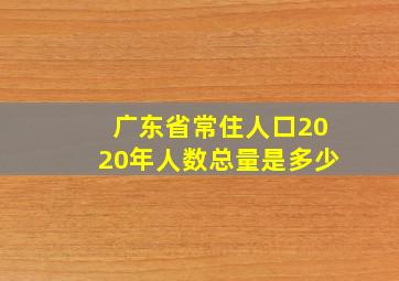 广东省常住人口2020年人数总量是多少