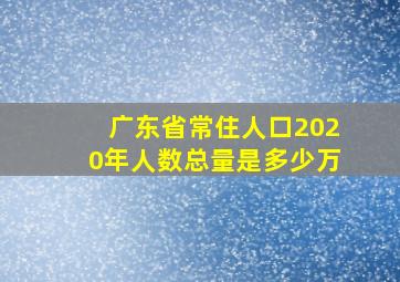 广东省常住人口2020年人数总量是多少万