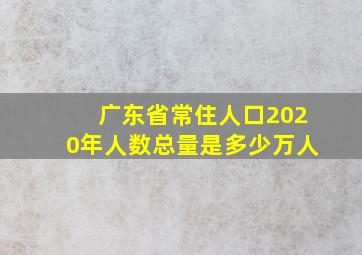 广东省常住人口2020年人数总量是多少万人