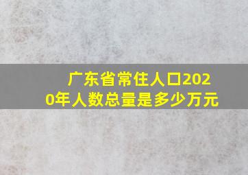 广东省常住人口2020年人数总量是多少万元