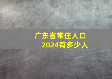 广东省常住人口2024有多少人