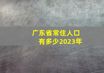 广东省常住人口有多少2023年