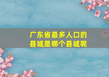 广东省最多人口的县城是哪个县城呢