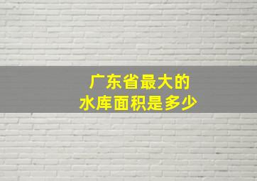 广东省最大的水库面积是多少