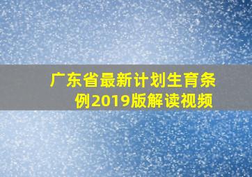 广东省最新计划生育条例2019版解读视频