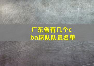 广东省有几个cba球队队员名单