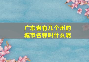 广东省有几个州的城市名称叫什么呢