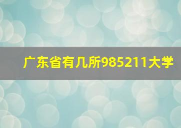 广东省有几所985211大学