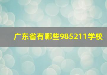 广东省有哪些985211学校