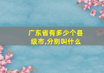 广东省有多少个县级市,分别叫什么