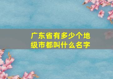 广东省有多少个地级市都叫什么名字