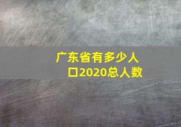 广东省有多少人口2020总人数