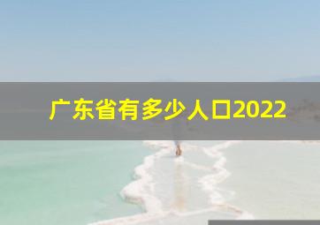 广东省有多少人口2022