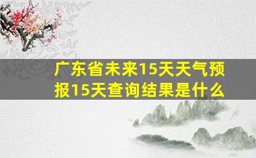 广东省未来15天天气预报15天查询结果是什么