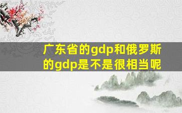 广东省的gdp和俄罗斯的gdp是不是很相当呢