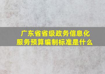 广东省省级政务信息化服务预算编制标准是什么