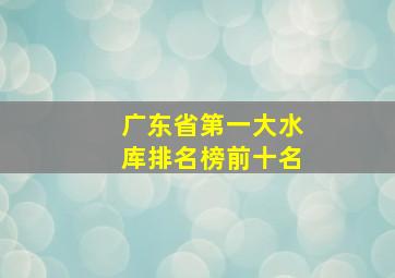 广东省第一大水库排名榜前十名