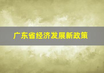 广东省经济发展新政策