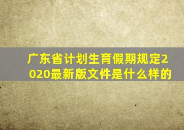 广东省计划生育假期规定2020最新版文件是什么样的