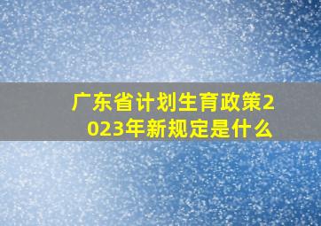 广东省计划生育政策2023年新规定是什么