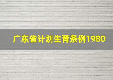 广东省计划生育条例1980