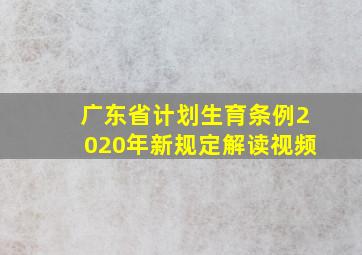 广东省计划生育条例2020年新规定解读视频