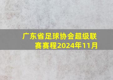 广东省足球协会超级联赛赛程2024年11月