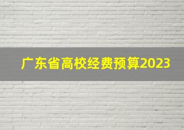 广东省高校经费预算2023